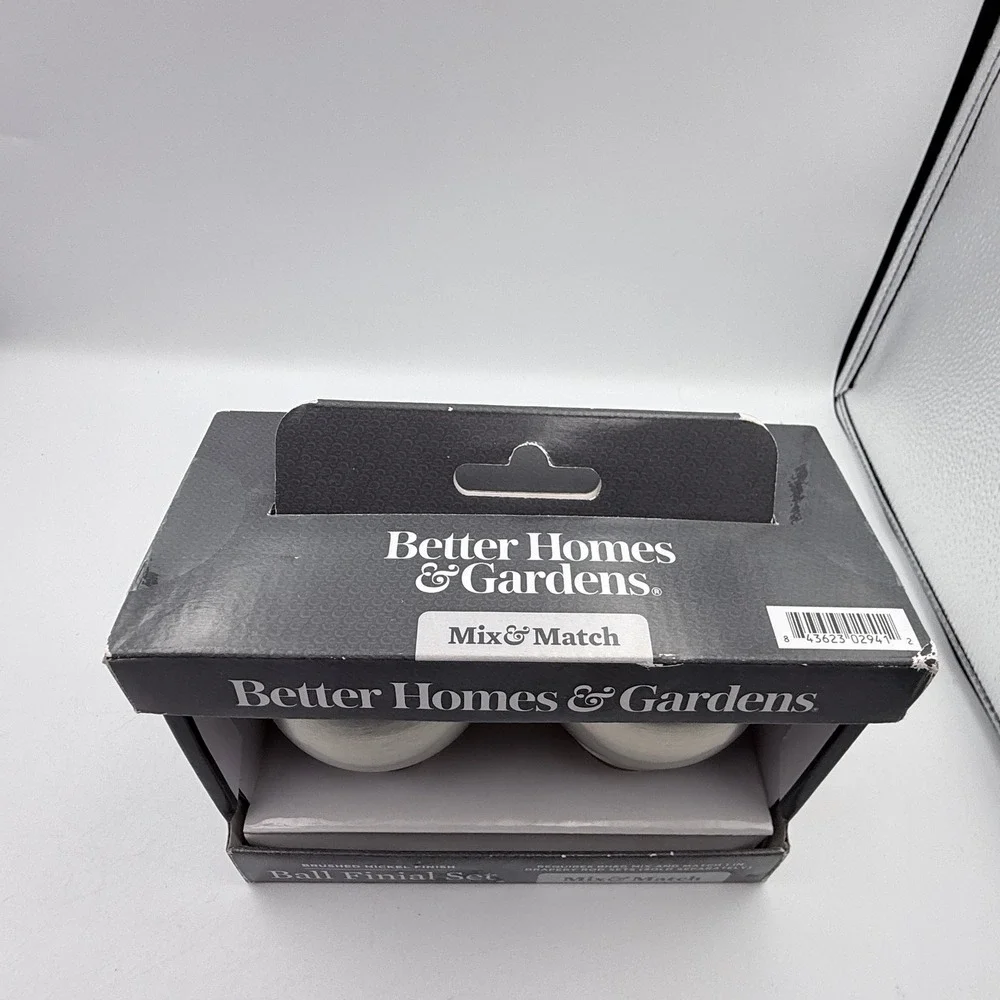 Better Homes & Gardens Ball Finial Set 1 Inch Brushed Nickel Mix & Match